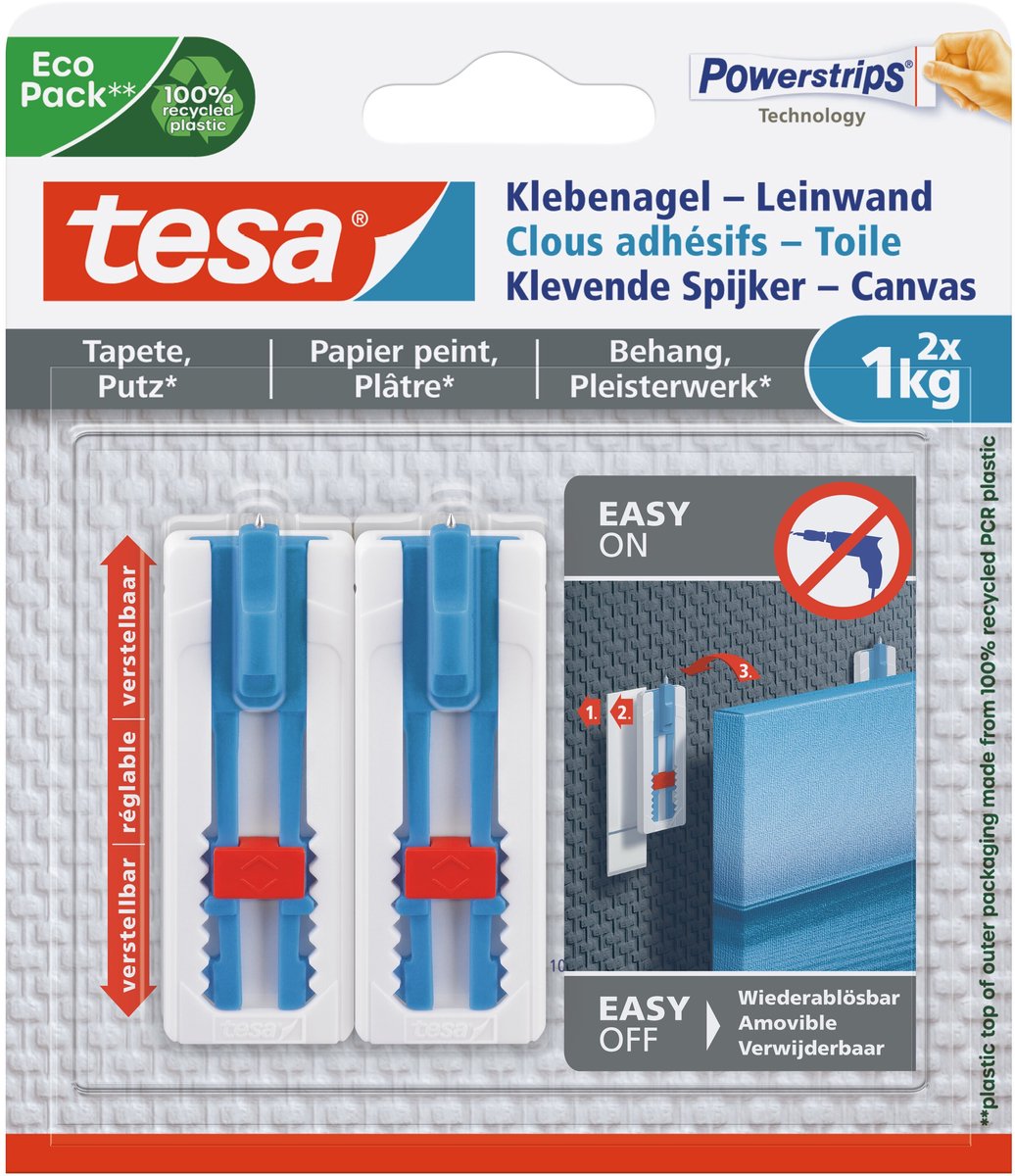 Tesa verstelbare spijker voor behang pleister - canvas spieraam - 1 kg spijker - verwijderbaar