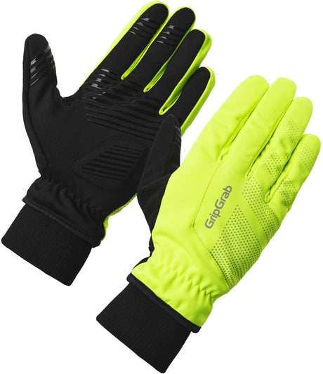 Gripgrab - ride 2 winddichte winter fietshandschoenen met padding gevoerde thermo wielerhandschoenen - geel hi-vis - unisex l