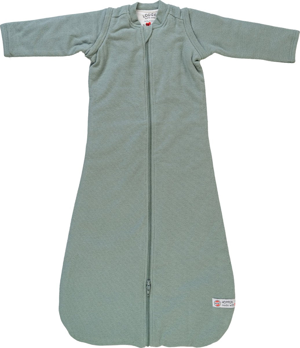 Lodger hopper - baby slaapzak winter met afritsbare mouwen - 80cm - 3.3 tog - autostoel - groen - winterslaapzak