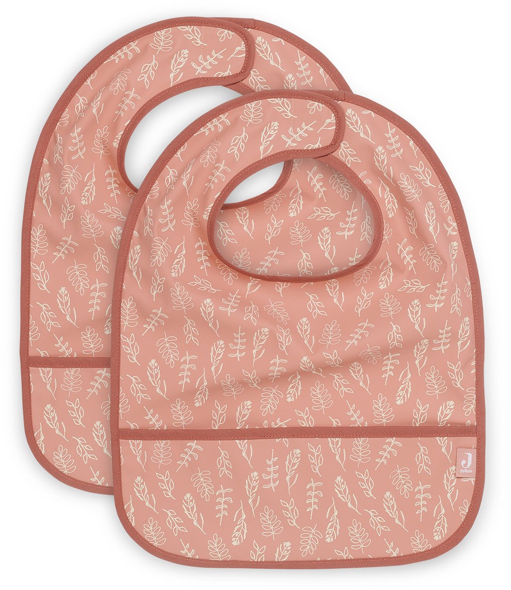 Jollein - slab waterproof (meadow - rosewood) - polyester - polyurethaan - slabbetjes baby - 2 stuks - 40 cm