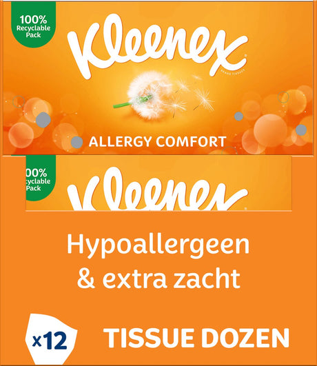 Kleenex zakdoekjes - allergy comfort - 12 x 56 stuks - 672 tissues - voordeelverpakking