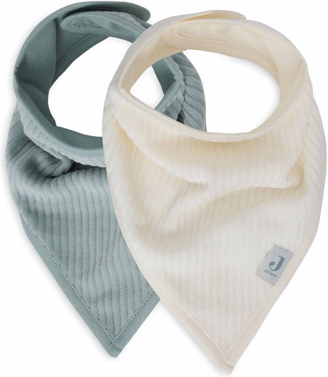 Jollein - slab bandana - katoen - slabbetjes baby - 2 stuks - velvet rib sea green ivory - 2 stuks