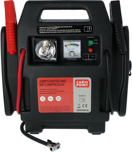 Carpoint jumpstarter – 12 volt –met luchtcompressor - piekvermogen 400a – opladen met 230 volt of 12 volt adapter