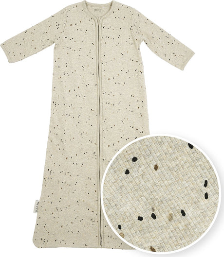 Meyco baby rib mini spot baby slaapzak met mouwen - sand melange - 70cm - 1.0 tog