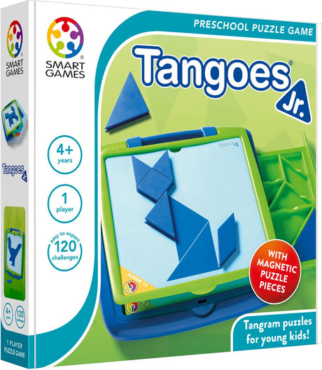 Smartgames tangoes jr. - magnetisch tangram denkspel - 120 educatieve vormenuitdagingen - compacte puzzelkoffer solospel - vanaf 4 jaar