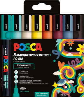 Posca uni paintmarker pc-5m | 1 | 8 - 2 | 5 mm | etui van 8 stuks in geassorteerde retro kleuren
