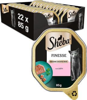 Sheba kattenvoer - finesse mousse - zalm - kuipjes 22x85g