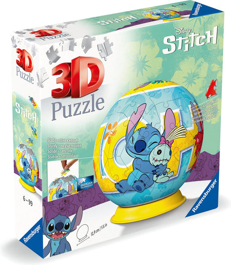 Ravensburger puzzle ball disney stitch 3d puzzelbal - 3d puzzel - 72 stukjes - vanaf 6 jaar