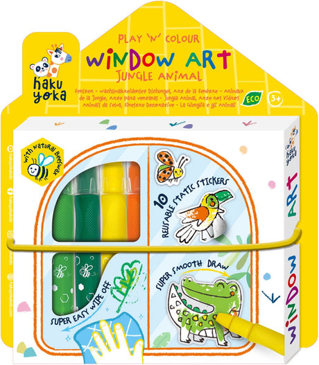 Haku yoka window art - wilde dieren - makkelijk verwijderbaar - met 10 herbruikbare stickers - 3 jaar