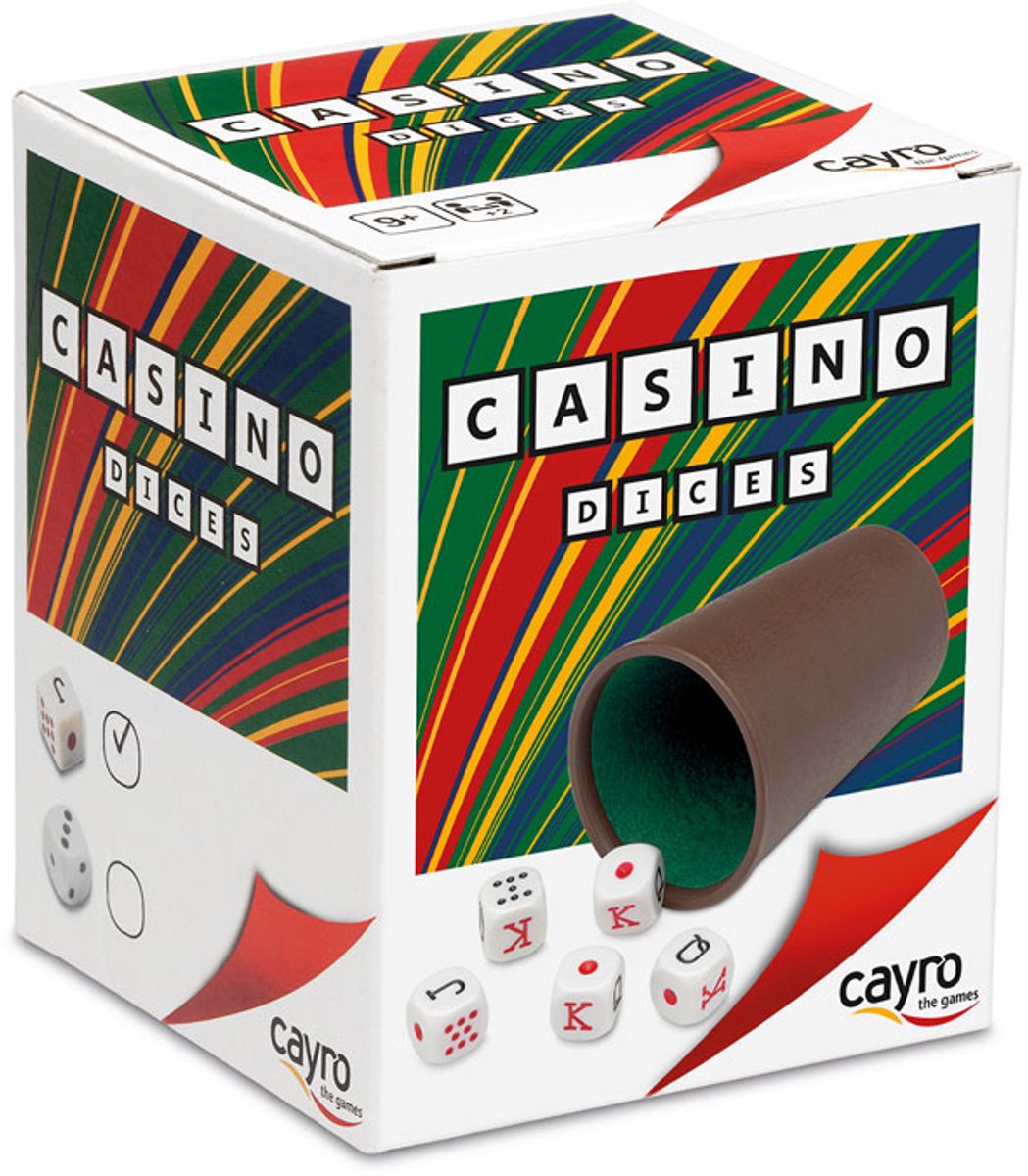 Cayro dobbelbeker gevoerd met 5 pokerdobbelstenen - kunststof beker met vilten binnenzijde - klassiek kaart- en gokspel - 2-8 spelers - vanaf 9 jaar - collection