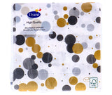 Duni servetten festive bubbles black 24x24 cm | 4 stuks