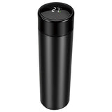 No brand thermosfles rvs zwart 450 ml met thermometer en theefilter | 4 stuks