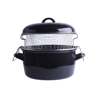 No brand frituurpan 24 cm emaille met inzet