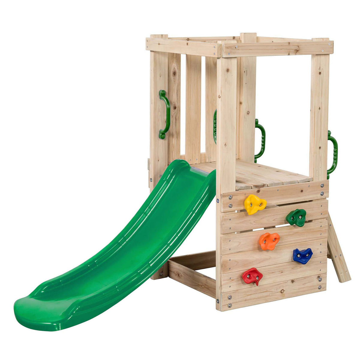 Swingking Mari liten lekeplass med lysbilde Hout Naturel Green