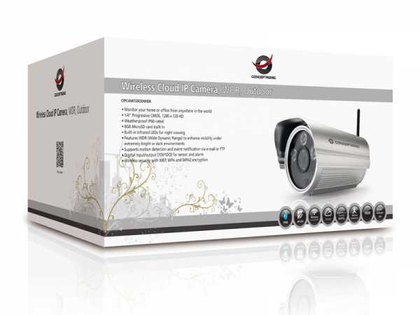 Concepttronic CIPCAM720ODWDR Wireless Network Cloud Outdoor Camera, RJ45, 1.3MP, F = 3.6mm, F = 2.0, WDR