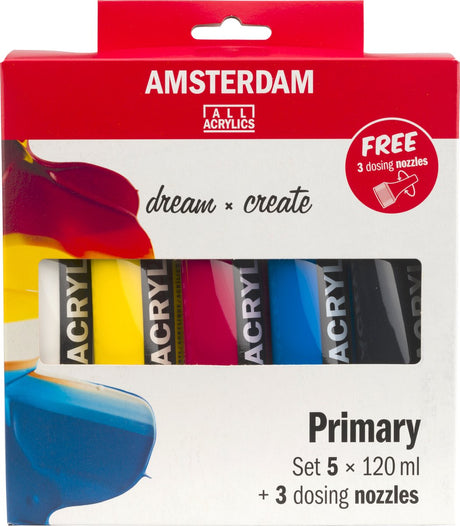 Amsterdam standard series acrylverf primaire set | 5 x 120 ml + 3 doseertuiten