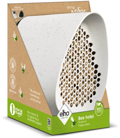 Elho essential bee hotel 18cm - bijenhotel - modern design - 100% gerecycled plastic - l18 x b21.1 x h23 cm - fibrous grey