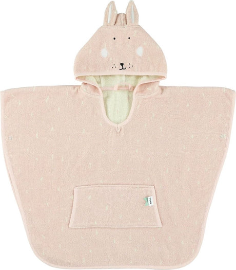 Trixie poncho - mrs. rabbit - 100% biologisch katoen - badcape kind met capuchon - met leuke details - roze - konijn 92