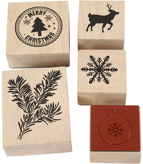 Creativ company houten stempelset kerstmis, 5dlg.