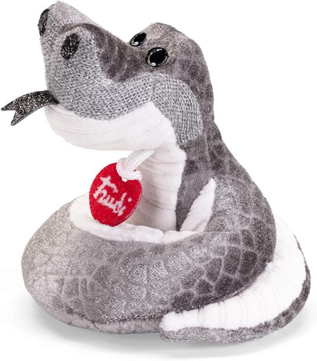 Trudi - no knuffel slang pier 39 cm - handgemaakt in italië - pluche knuffel - knuffeldier voor jongens en meisjes - grijs zilver - 39x4x5 cm maat xs