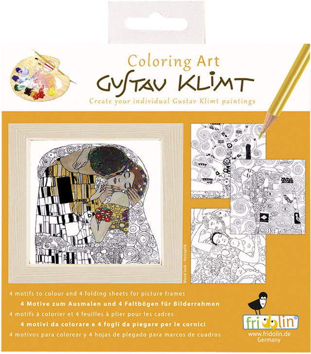 Fridolin kleurset kunst 4 kleurplaten met lijst 15x15 cm gustav klimt.