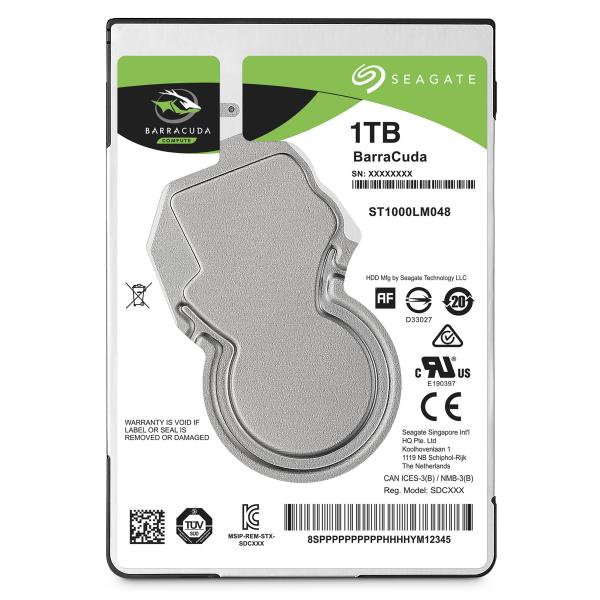 Seagate ST1000LM048 Barracuda HDD, 1TB, 2,5, SATA3 6Gbps, 5400 o / min, 128MB, 1,7W