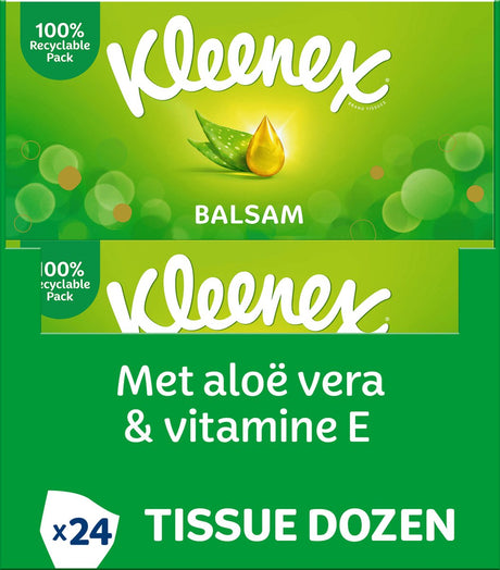 Kleenex zakdoekjes - balsam - 24 x 64 stuks - 1536 tissues - met calendula balsam - voorkomt een rode neus - voordeelverpakking