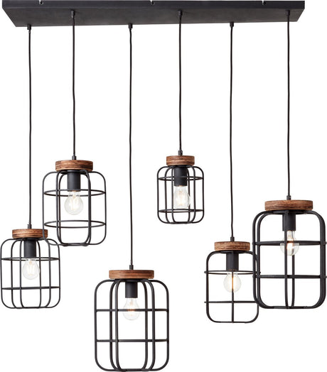 Brilliant gwen - hanglamp - e27 max 6x40w - zwart hout