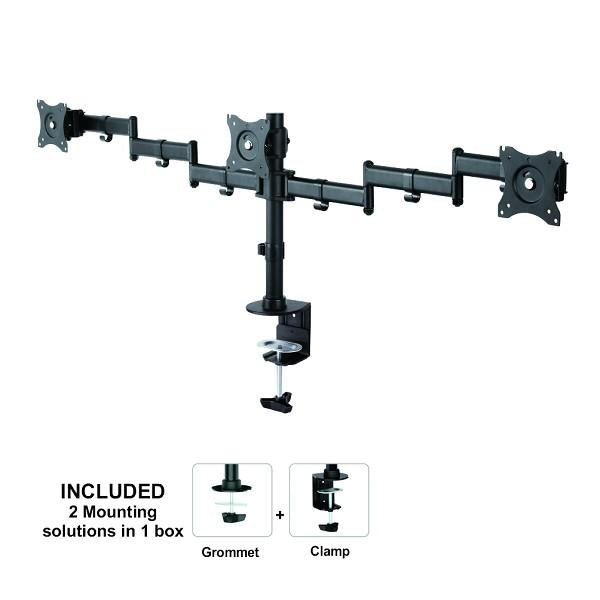 Neomounts neomounts nm-d135d3black neomounts triple desk mount, 3x 10-27 , 24 kg, tilt turn rotate,