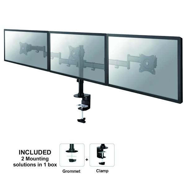 Neomounts neomounts nm-d135d3black neomounts triple desk mount, 3x 10-27 , 24 kg, tilt turn rotate,