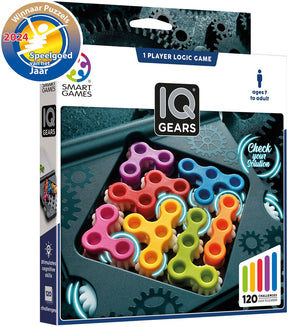Smartgames iq gears - logisch denkspel reispuzzel - 120 opdrachten met draaiende tandwielen - educatief solospel - vanaf 7 jaar