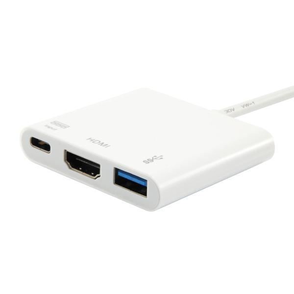 Equip equip 133461 usb type c to hdmi female usb a female pd adapter, 4k, pastic, 15cm, white