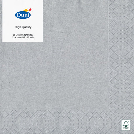 Duni servetten zilver 33x33 cm