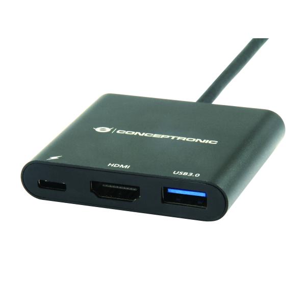 Concepttronic donn01b donn USB-C an HDMI-Adapter, USB 3.2 Gen 1 (3.1 Gen 1) Typ-A C, HDMI, Schwarz