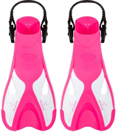 Atlantis dolphin - flippers - zwemvliezen - verstelbare hielstrap - voor zwemmen snorkelen - volwassenen - roze wit - 36-41