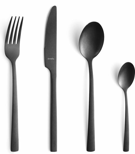 Amefa manille vintage zwart bestekset – 16-delig – 4 personen – pvd stonewash-18 0 chroomstaal – cadeauverpakking