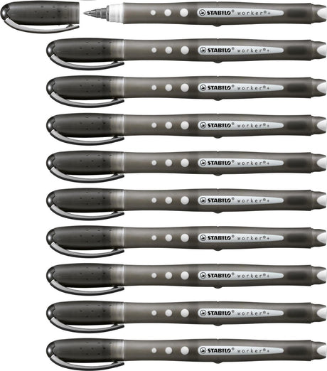 Stabilo worker+ colorful - rollerball 0,5 mm - zwart - doos 10 stuks