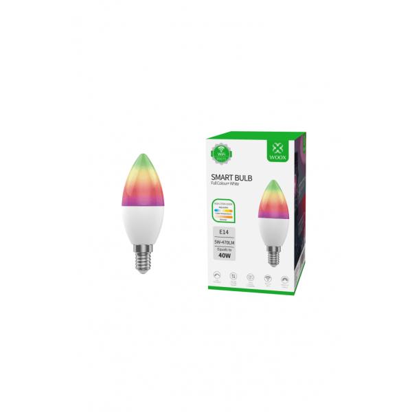 Woox r9075 smart rgb led bulb, wifi, e14, cct, google assistant amazon alexa