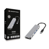 Concepttronic Donn02G 6-w-1 wielofunkcyjny adapte piasty USB, USB 3,2 Gen 1 Type-C, HDMI, 5 Gbps, ALU