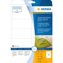 Herma - selbstklebende folienetiketten - durchsichtig - 50,8 x 96 mm 250 etikett(en) (25 bogen x 10) (8018)