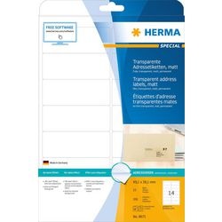 Herma special - selbstklebende adressetiketten (matt) - durchsichtig - 99,1 x 38,1 mm 350 etikett(en) (25 bogen x 14) (8671)