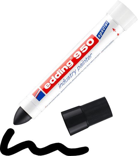 Edding 950 1 industriemarker op pastabasis - zwart - 10mm - ruwe en vuile oppervlakken - permanent - metaal, steen, droog en nat hout - ook geschikt onder water op schone ondergronden