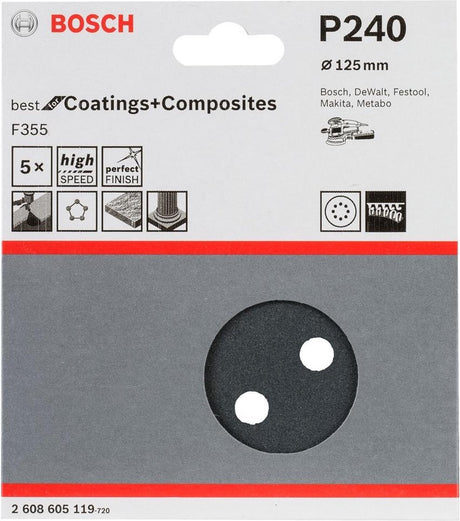 Bosch - 5-delige schuurbladenset 125 mm, 240