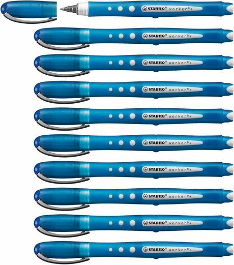 Stabilo worker+ colorful - rollerball 0.5 mm - blauw - doos 10 stuks