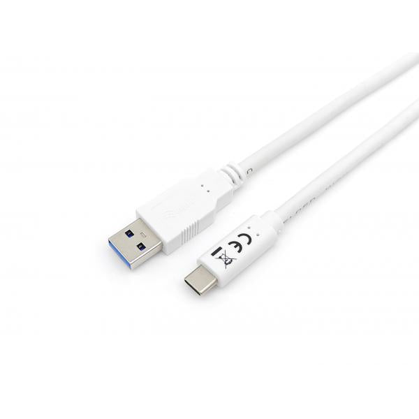 Utrusta 128363 USB 3.2 Gen 1 Type-C till en kabel, USB 3.2 Gen 1, 5000 Mbit S, M M, 1 M, vit