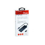 Equip 128956 4-port usb 3.0 hub with usb-c adapter, usb 3.2 gen 1 type-a, 5000 mbit s, black