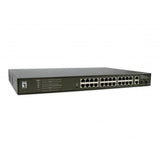 LevelOne GEP-2821 28-PORT GIGABIT POE SWITCH, 24X POE-utganger, 2x Gigabit RJ45, 2x Gigabit SFP, 1H