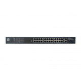 Levelone levelone gep-2821 28-port gigabit poe switch, 24x poe outputs, 2x gigabit rj45, 2x gigabit sfp, 1u