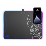 L33t gaming 160378 kvennavagn rgb hard gaming mat w qi charge, 355 x 255 x 5.8 mm, black