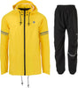 Agu original regenpak uniseks waterdicht - zwart geel - waterkolom 5.000 mm - jas en broek - inclusief opbergtasje s